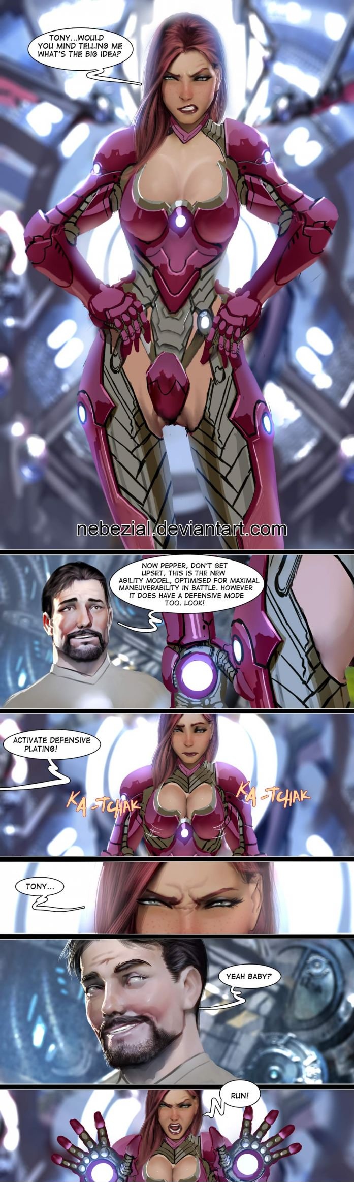 Tony Starks’s Ironman Costume For Pepper In Comic By Nebezial