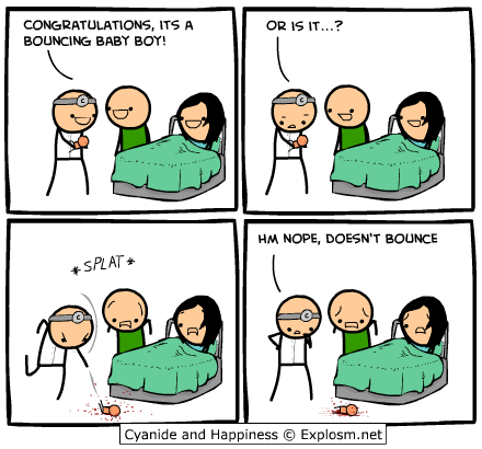 The Doctor Tests The Baby Bouncy Boy Theory, Comic By Cyanide And Happiness