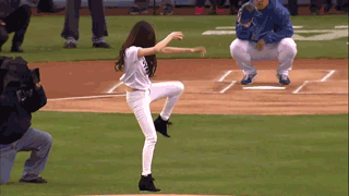 Cute Asian Celebrirty Fails The First Pitch By a Mile